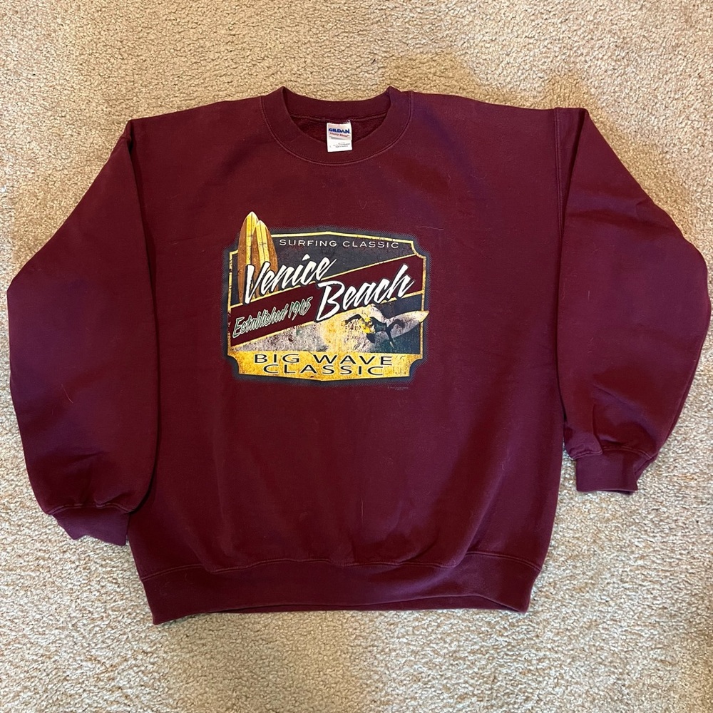 Maroon Size L Venice Beach Crewneck Sweatshirt